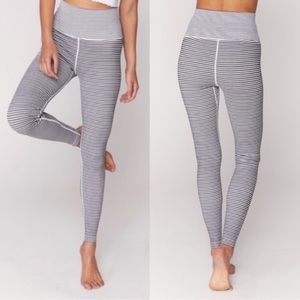 Spiritual Gangster Ananda Striped Ribbed Leggings Black & White XS/S